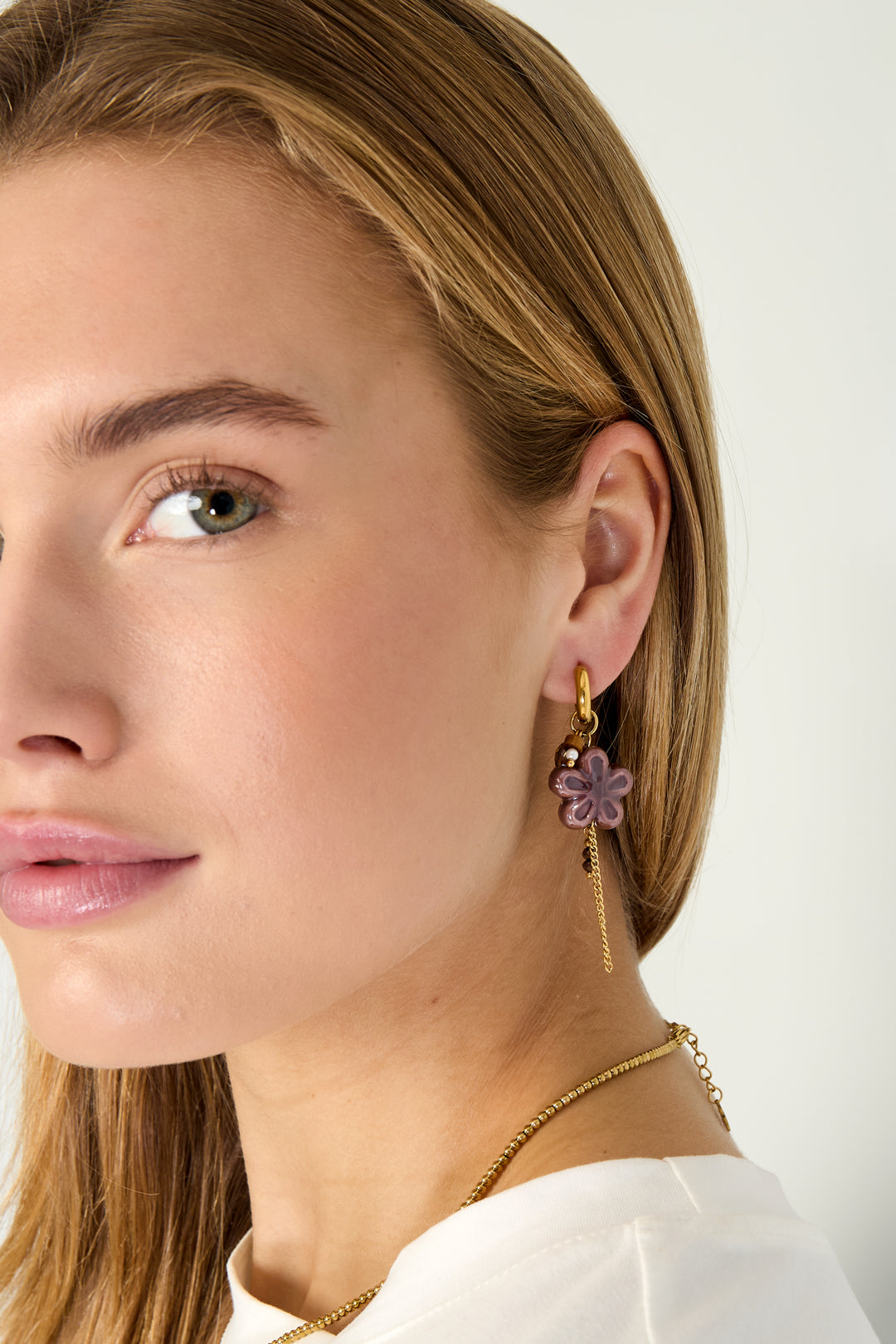 Oorbellen van roestvrij staal met bloemenmotief, casual, dagelijks, eenvoudig, serie, damessieraden