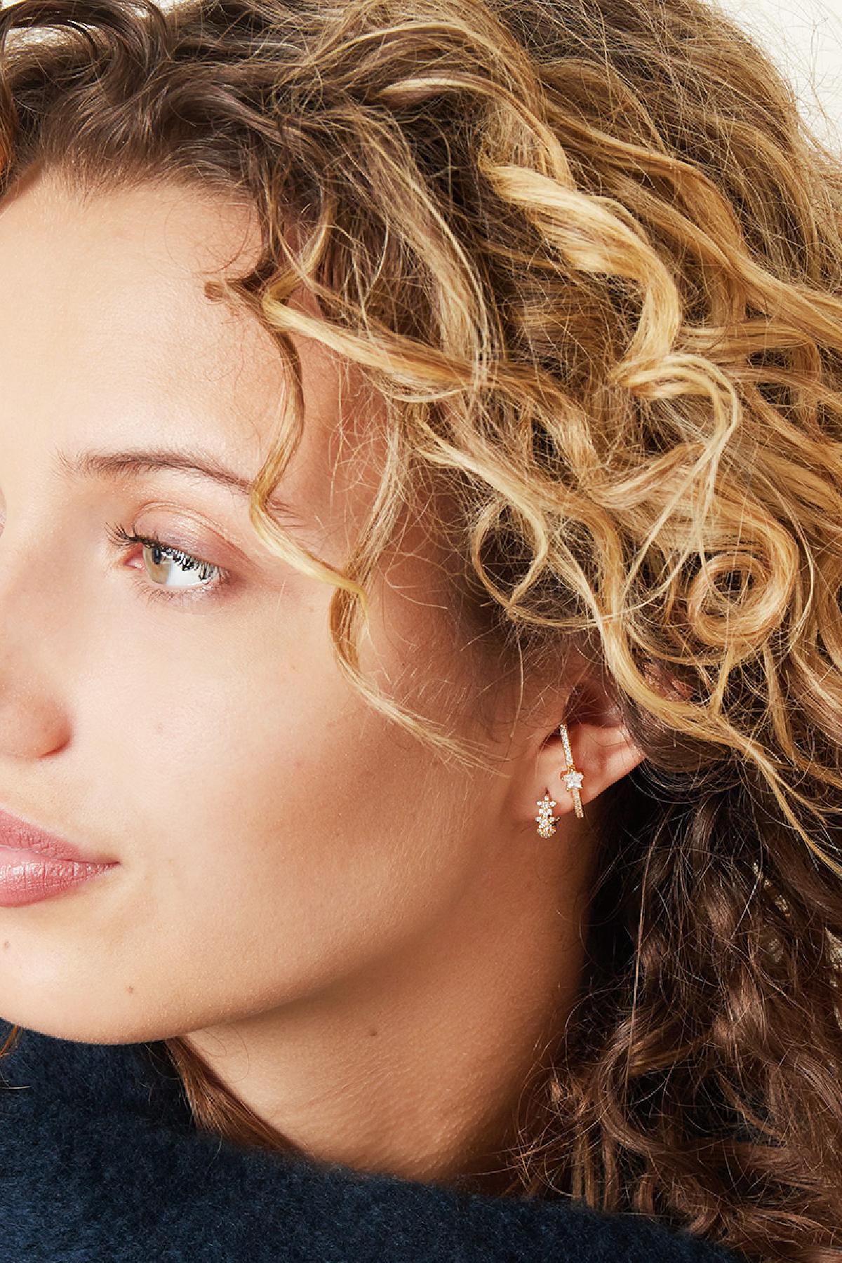 Ster strass hoepel oorbellen - koper