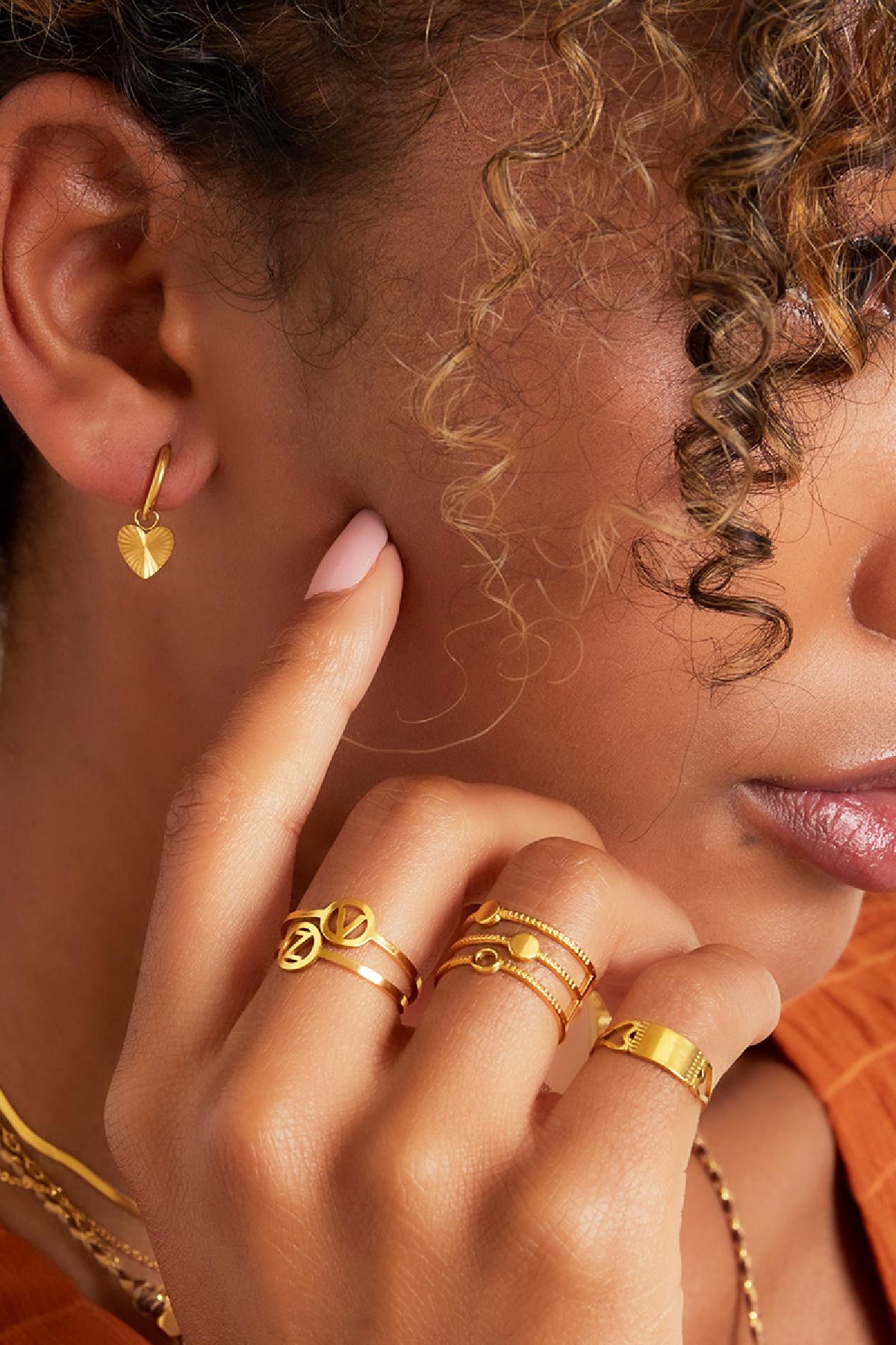 RVS oorbellen hart Goud kleur Stainless Steel