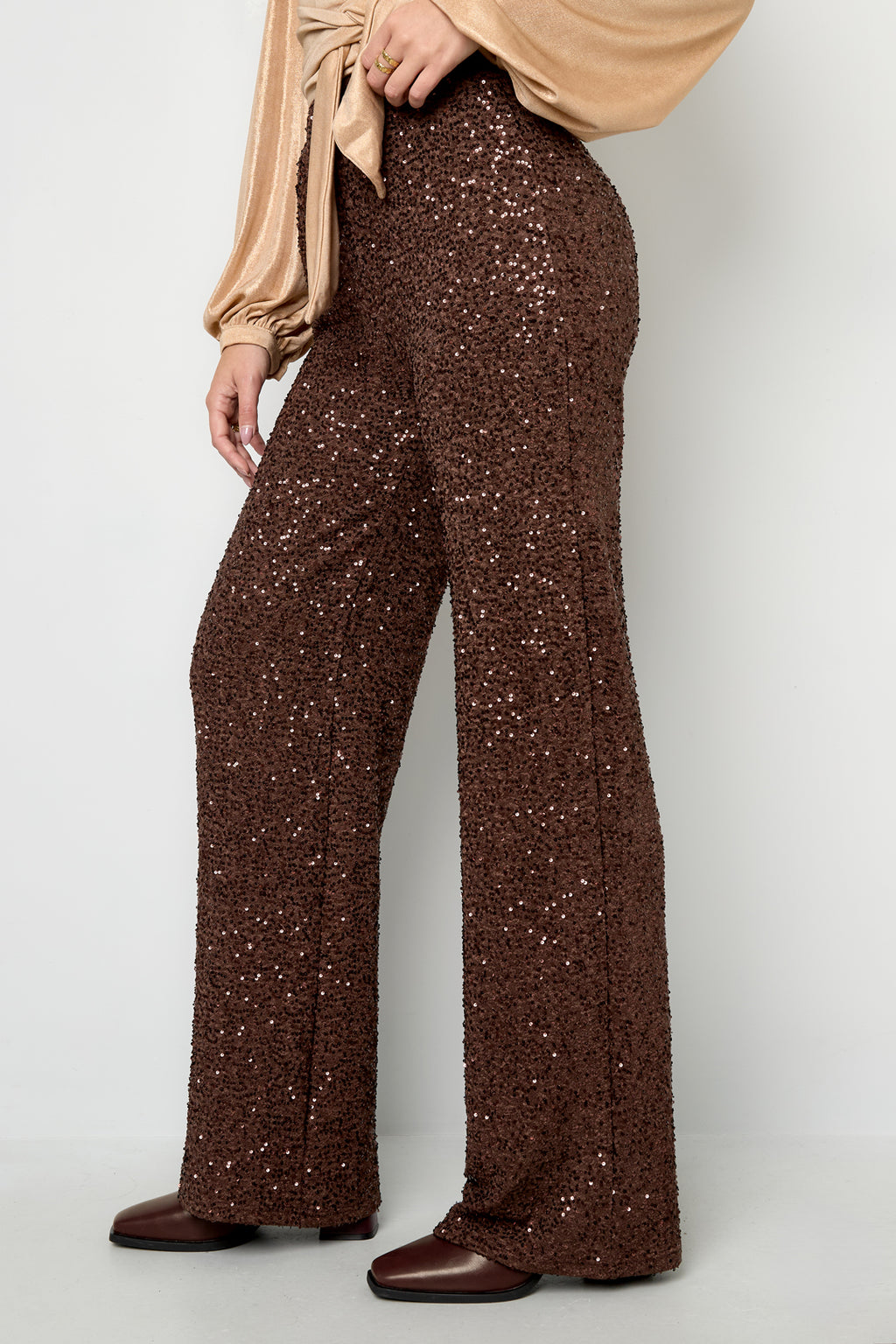 Polyestervezel (polyester) Rechte broek Pailletten Elegante herfst/winterkleding