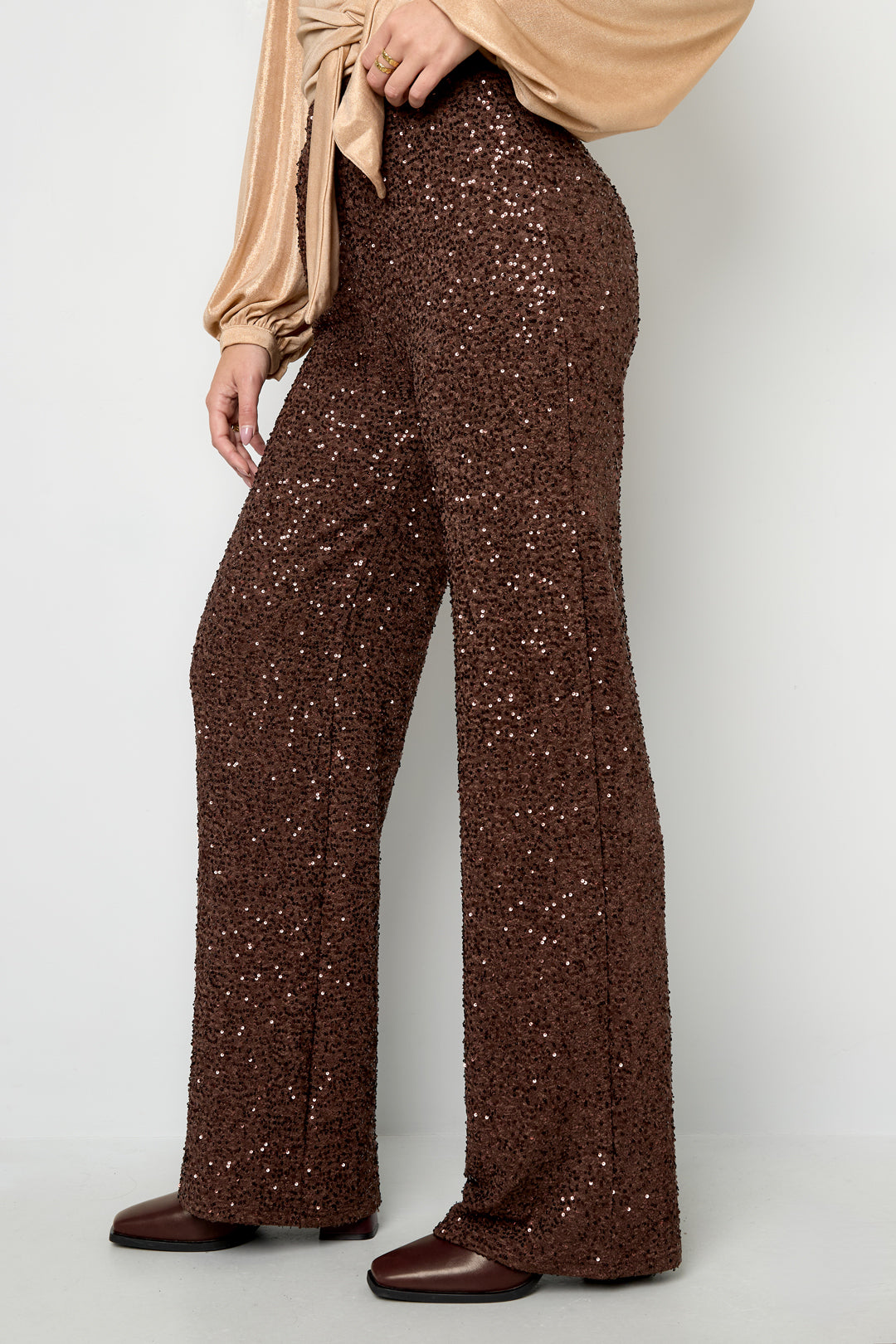 Polyestervezel (polyester) Rechte broek Pailletten Elegante herfst/winterkleding