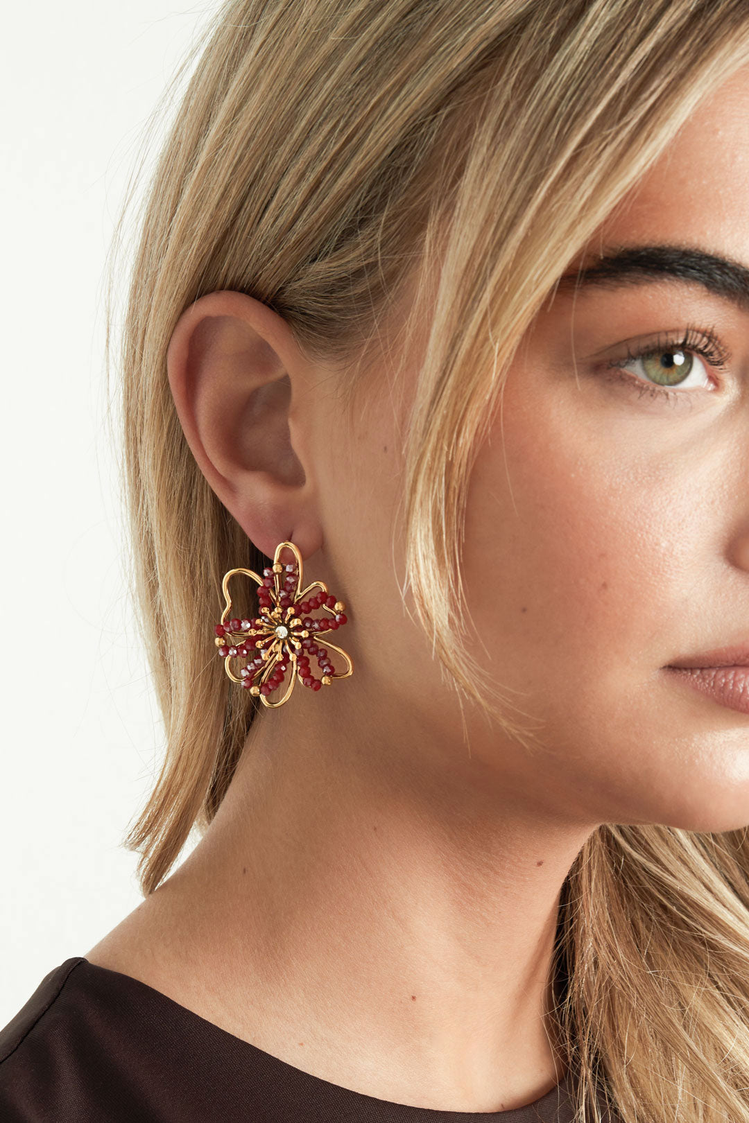 Roestvrijstalen oorbellen met bloemmotief, casual, dagelijks, eenvoudig, serie, damessieraden