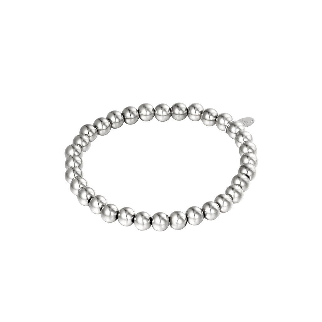 Armband Big Beads Goud kleur Stainless Steel-6MM
