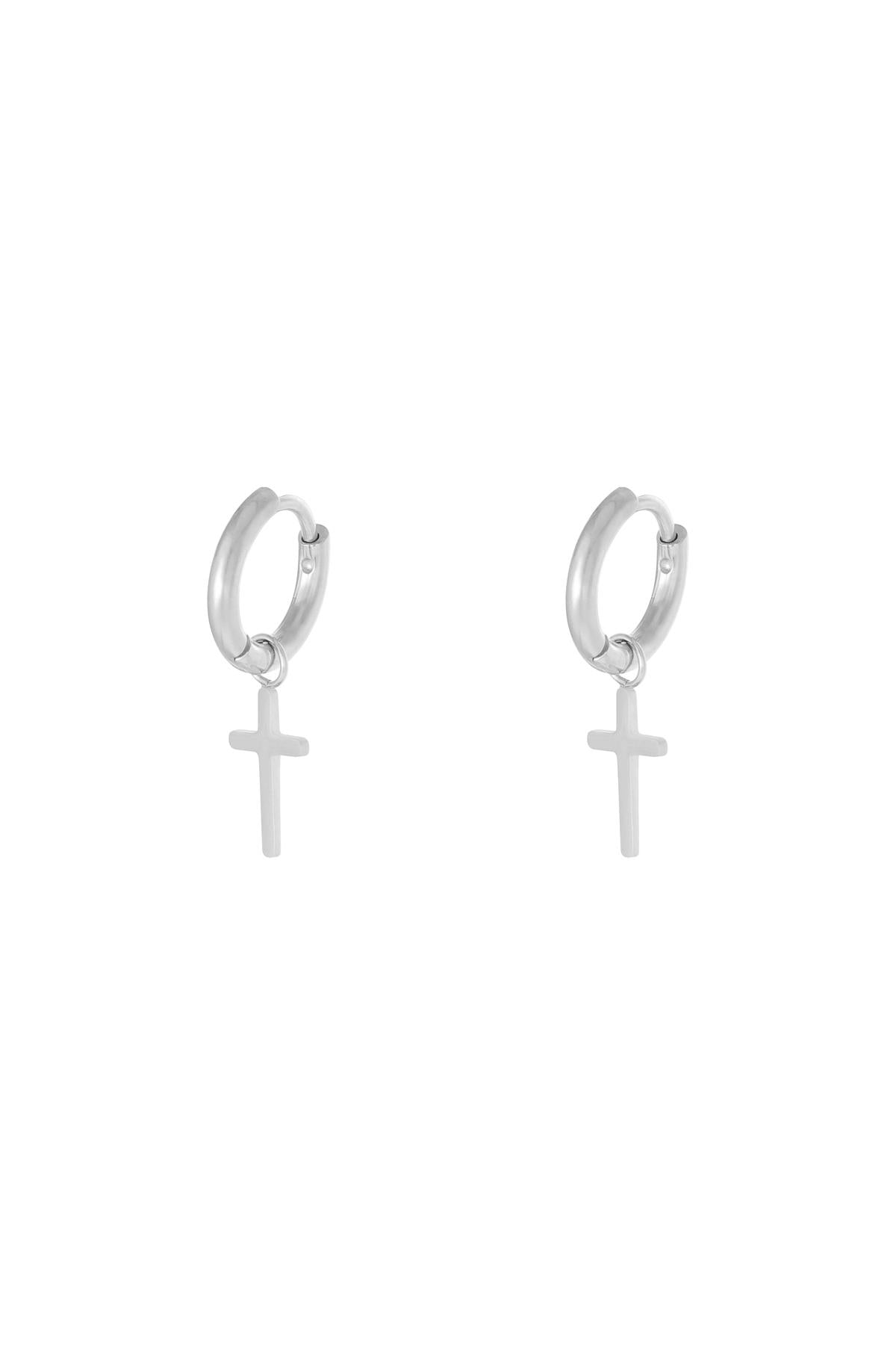 Earrings Faith Silver Color Stainless Steel