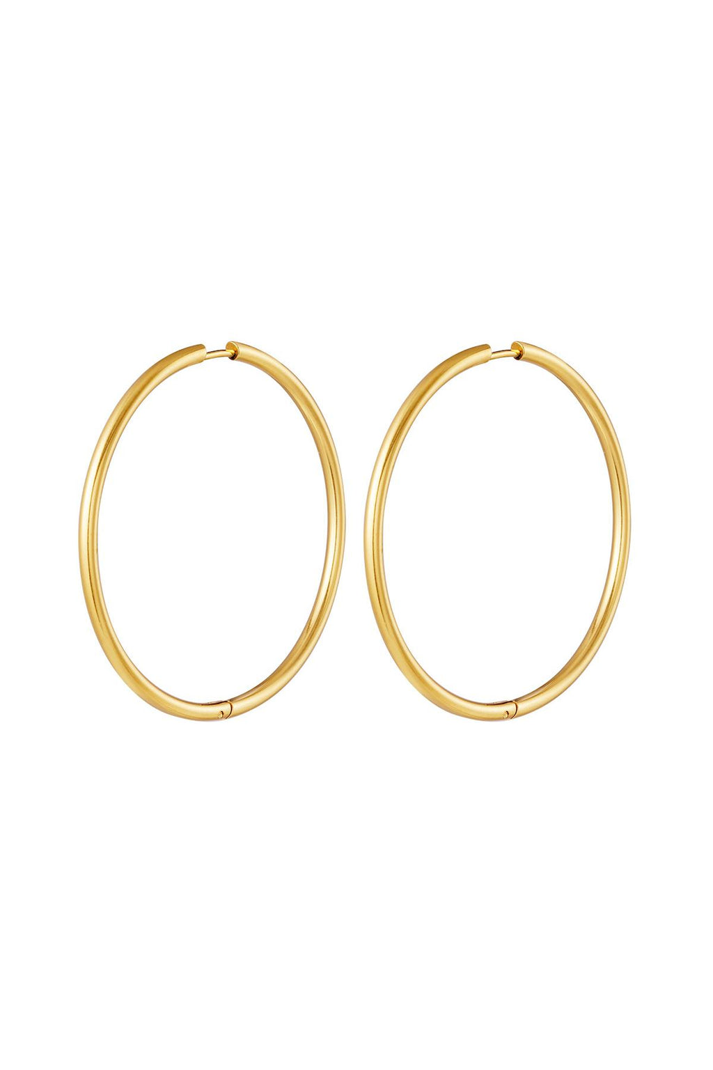RVS oorbellen hoops groot Goud kleur Stainless Steel