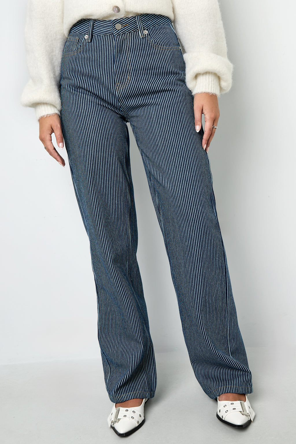 Katoenen denim broeken strepen casual alle pasvormen kleding