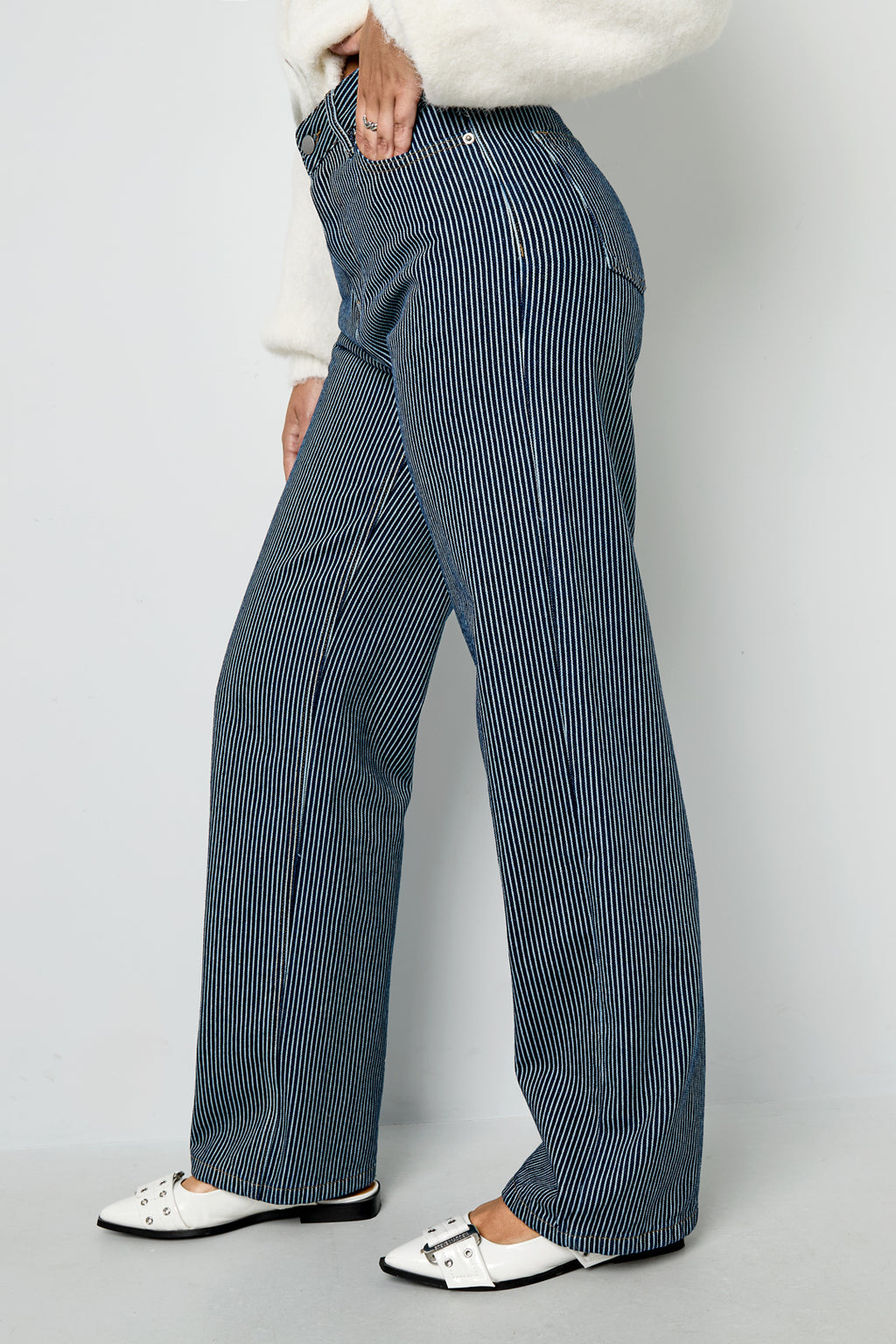 Katoenen denim broeken strepen casual alle pasvormen kleding