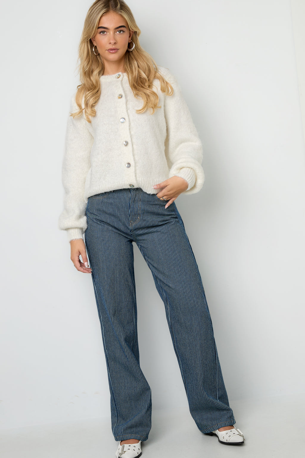 Katoenen denim broeken strepen casual alle pasvormen kleding