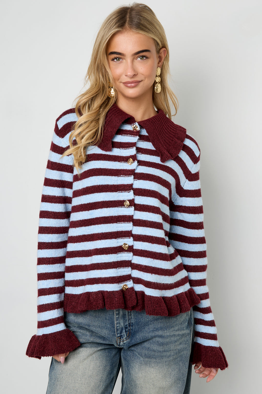 Polyestervezel (polyester) Gebreid vest Strepen Casual Herfst/Winterkleding