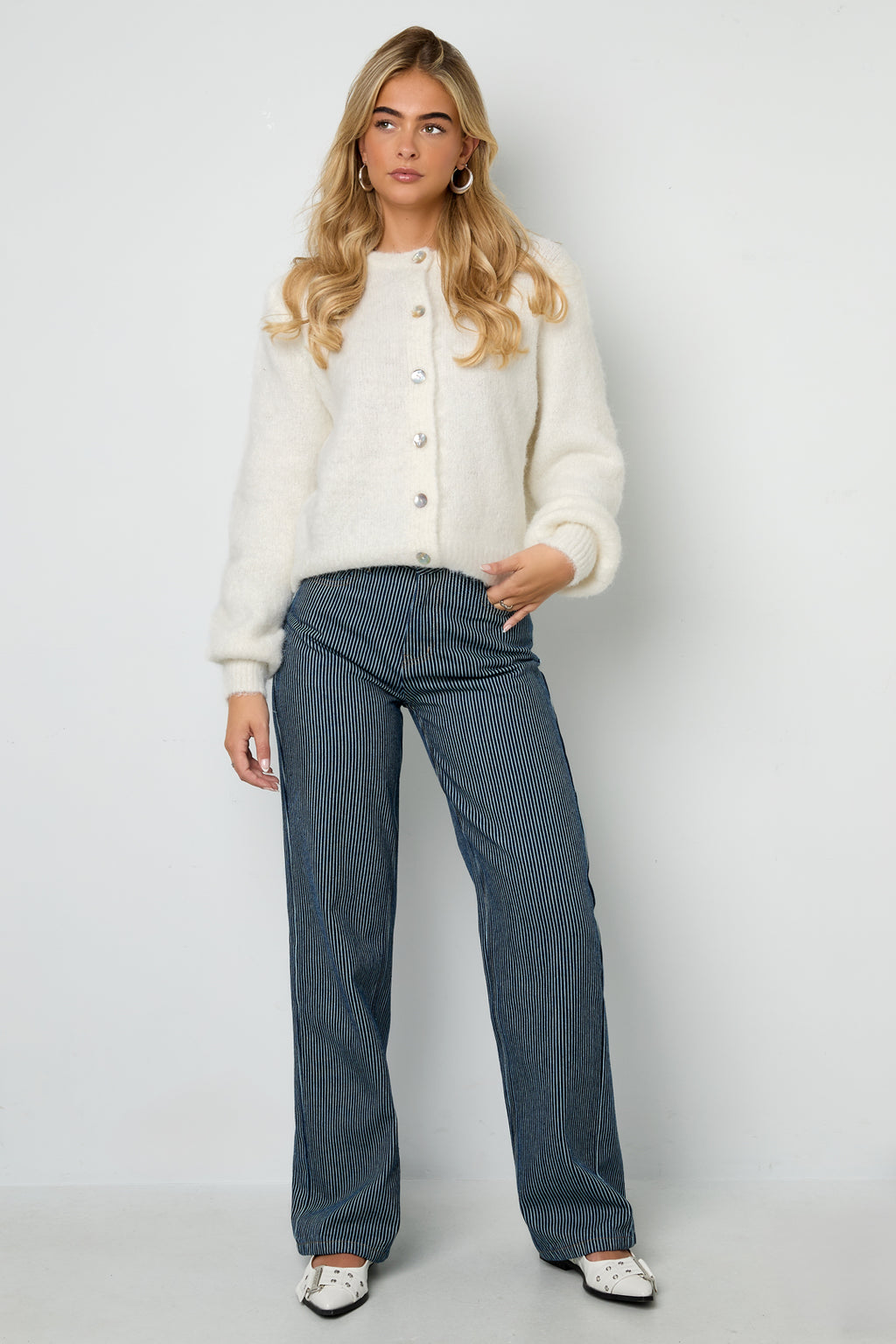 Katoenen denim broeken strepen casual alle pasvormen kleding