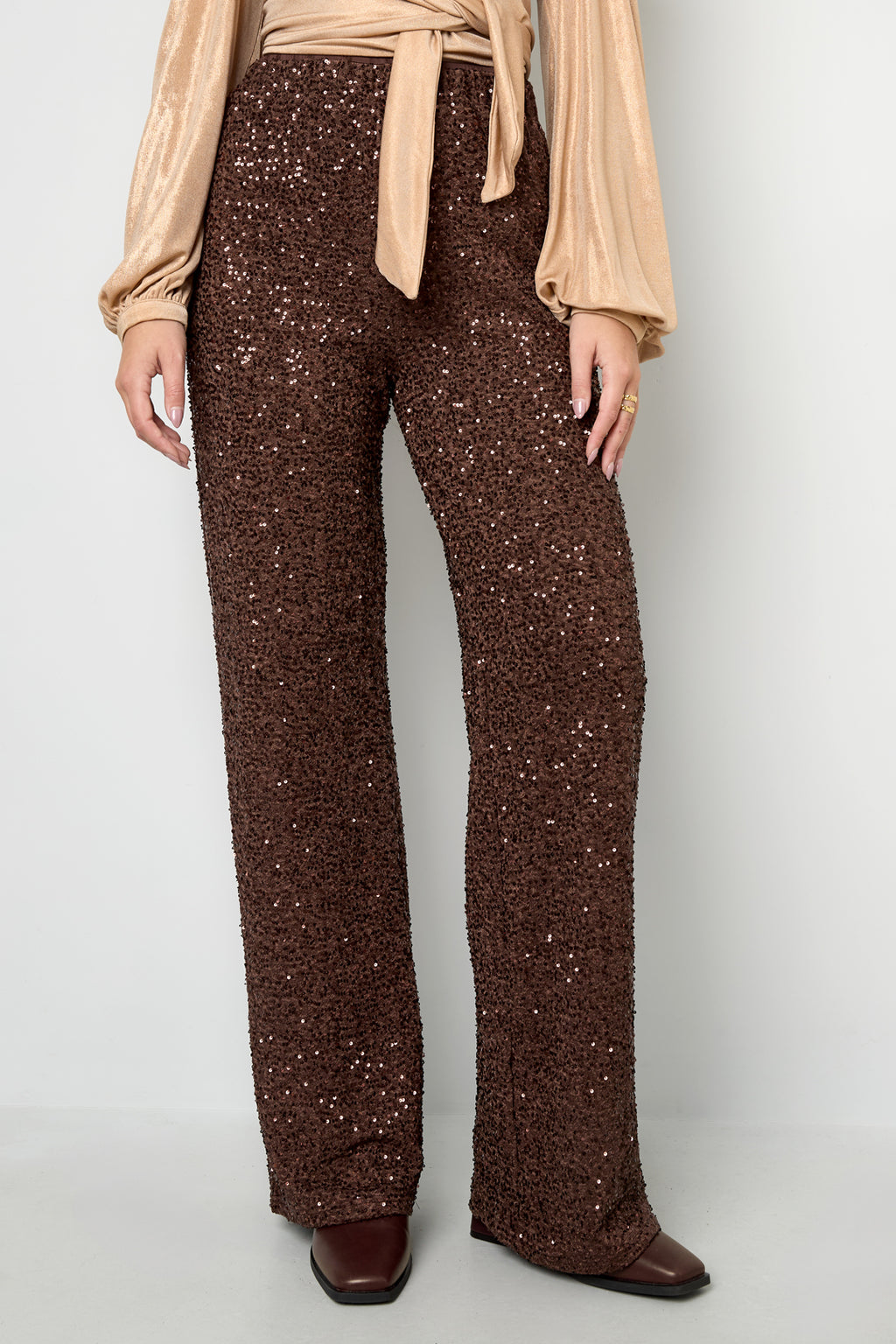Polyestervezel (polyester) Rechte broek Pailletten Elegante herfst/winterkleding