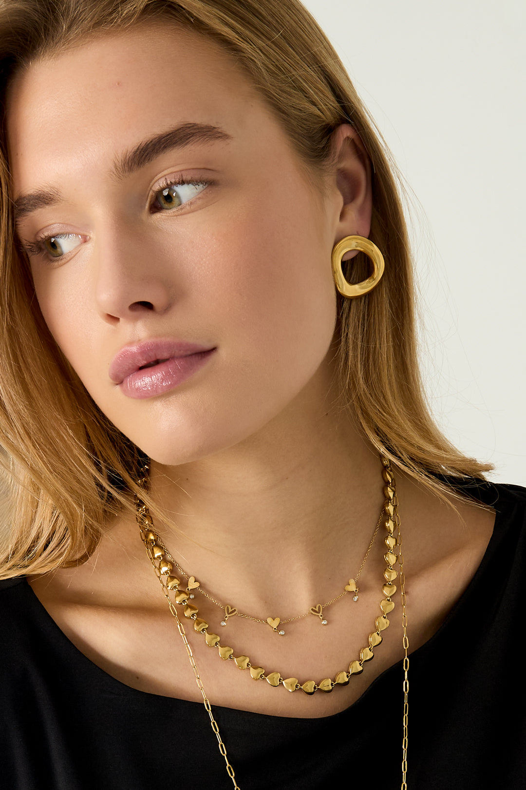 Roestvrijstalen kettingen met hart, casual, dagelijks, eenvoudig, serie, damessieraden